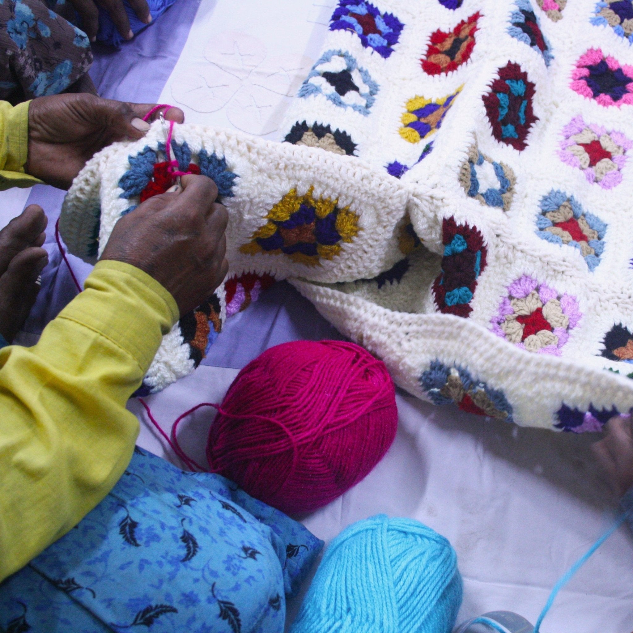 Crochet granny square giant purple fringe blanket buy