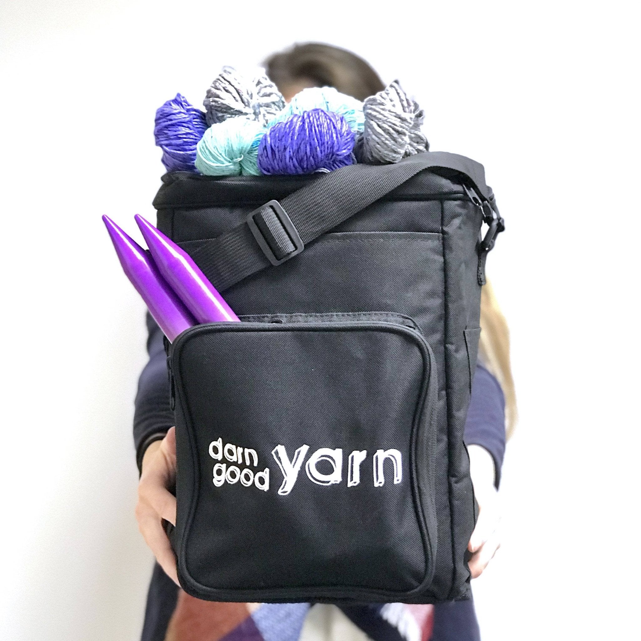 Yarn Storage Bag With Maple Leaves Knitting Tote Bag Orange Square