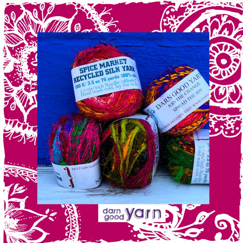 At the Bahamas: Multi Colored Sari Silk Ribbon Yarn