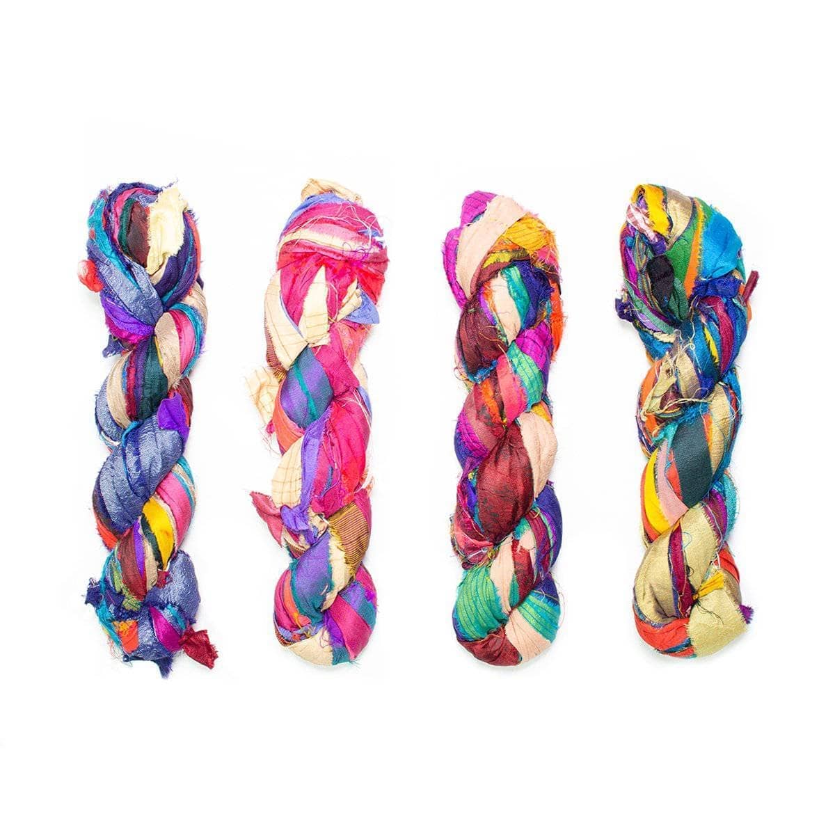 Multicolor Sari Silk Ribbon Strips In Assorted Colors, For