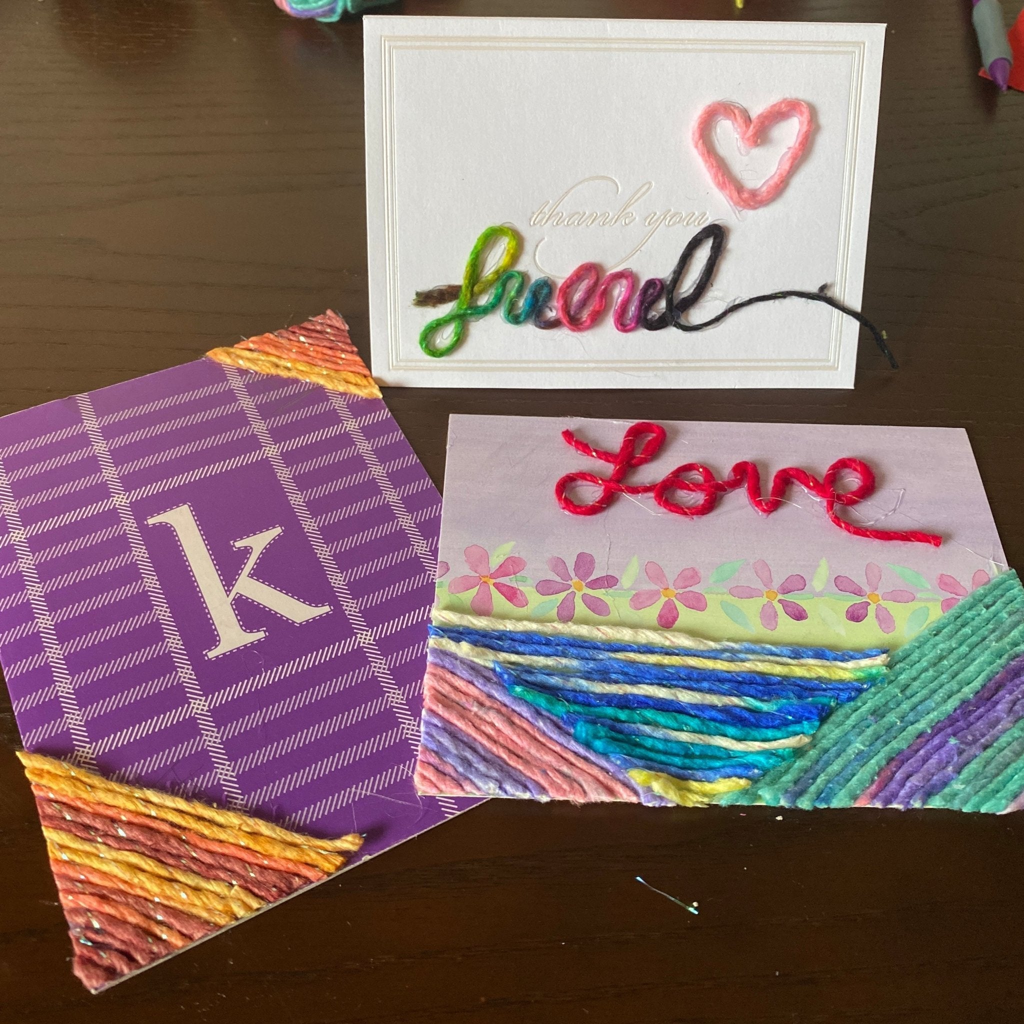 DIY Yarn Embellished Cards | DIY Upcycling - Darn Good Yarn