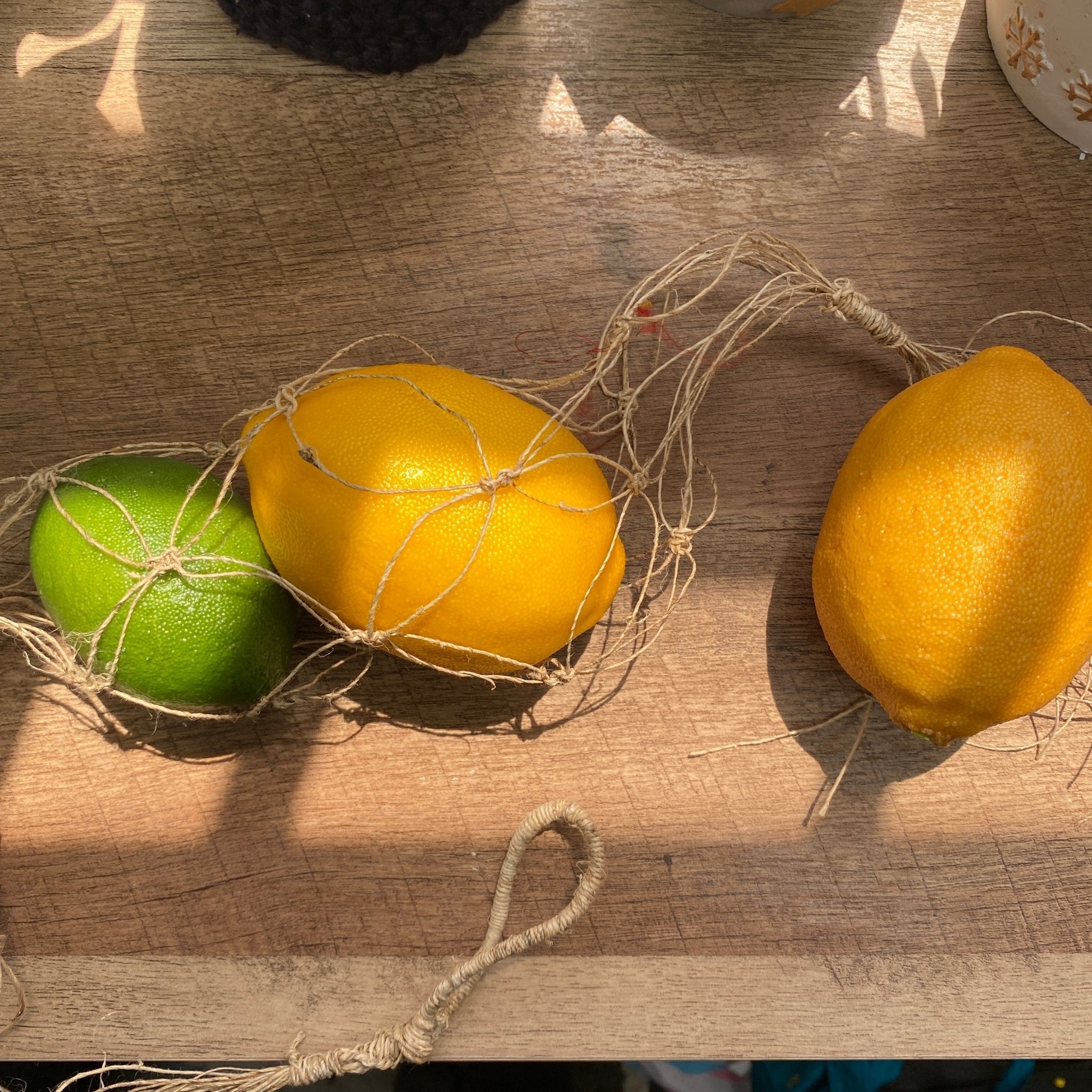 Hemp Macramé Hanging Produce Bag - Darn Good Yarn