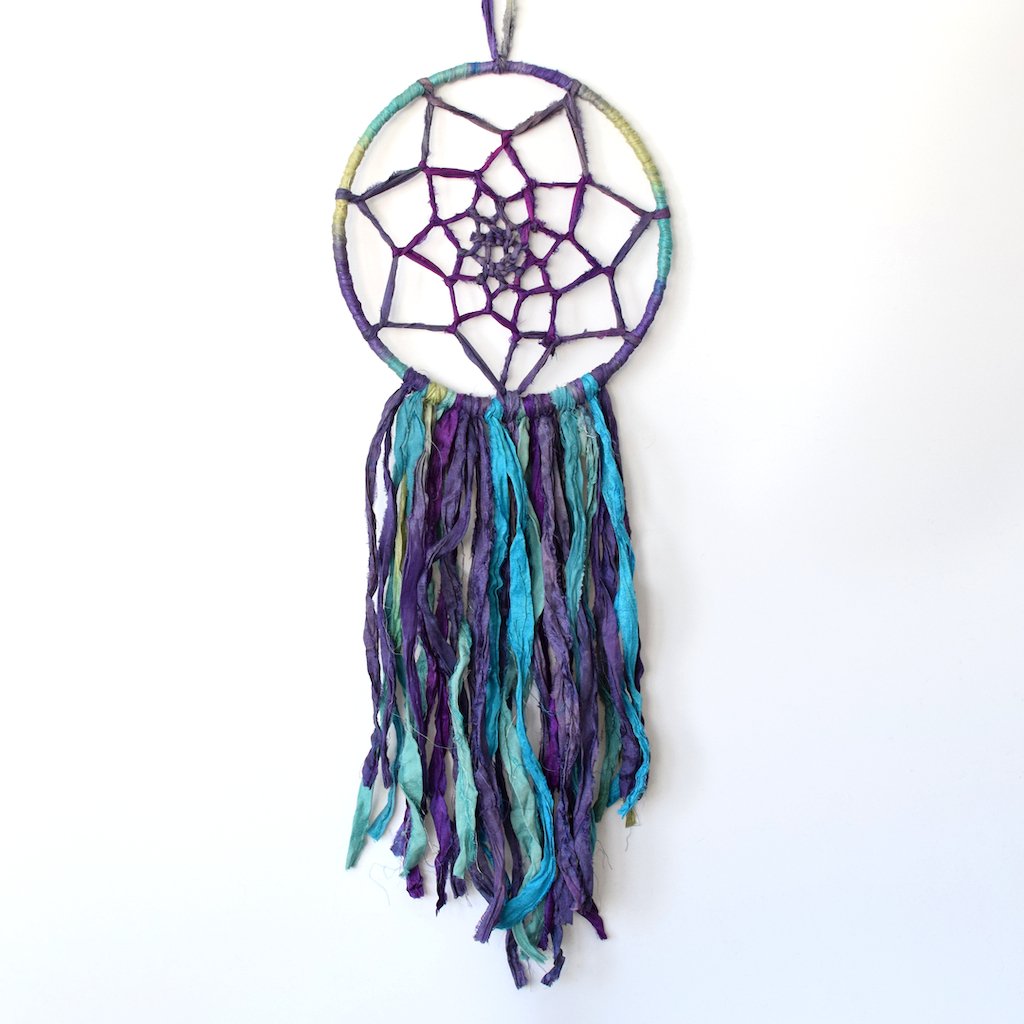 How to Make a Recycled Sari Silk Ribbon Dream Catcher - Darn Good Yarn