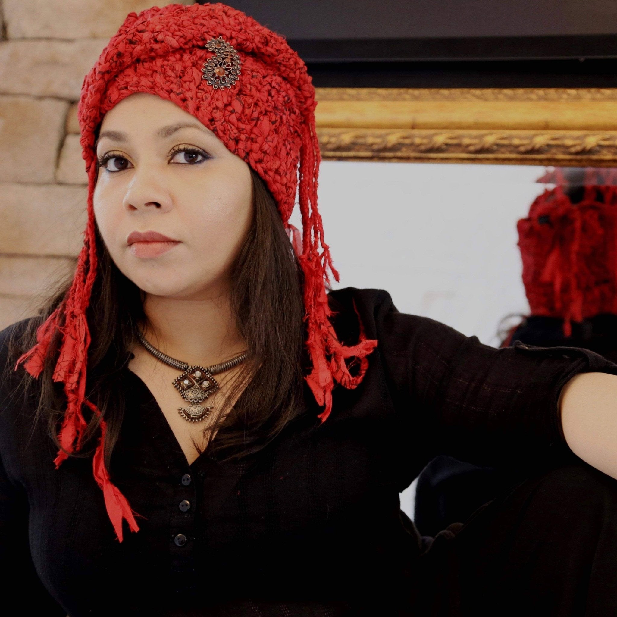 New Pattern: The Red Taj Headscarf - Darn Good Yarn