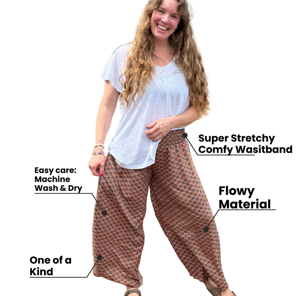 infographic of woman wearing loose fitting pants