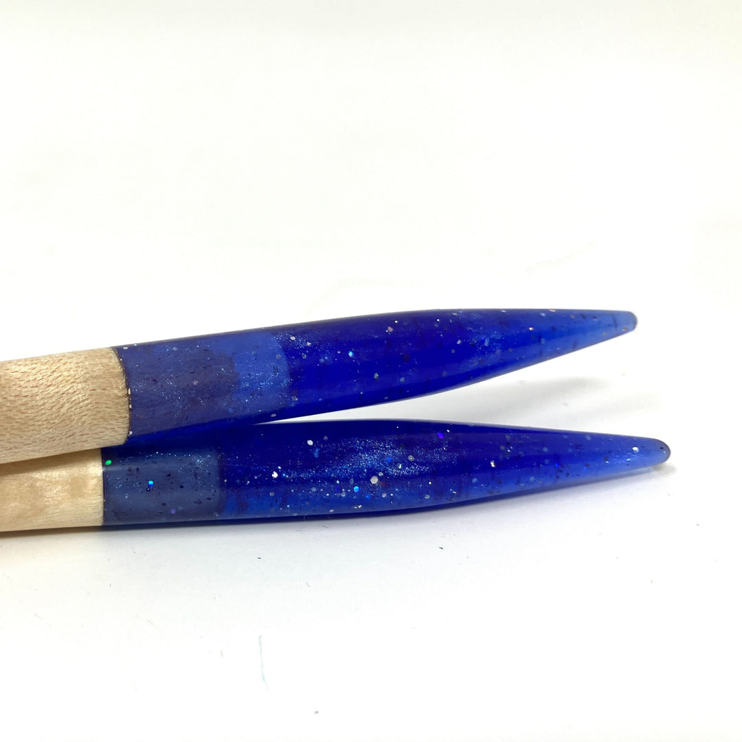 Purple Glitter Resin & Maple Knitting Needles