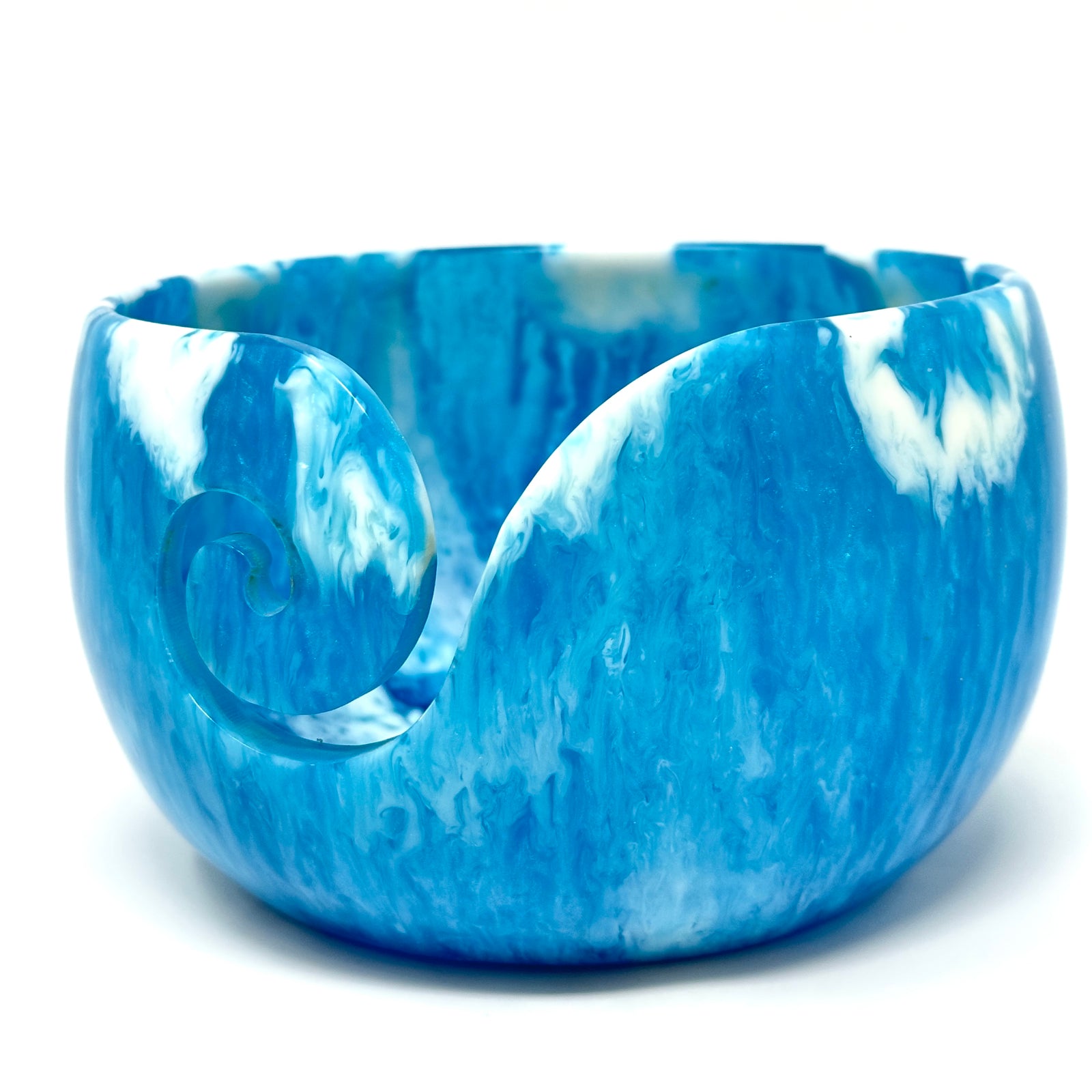 Colorful Swirls: Resin Yarn Bowl with Marbleized Finish