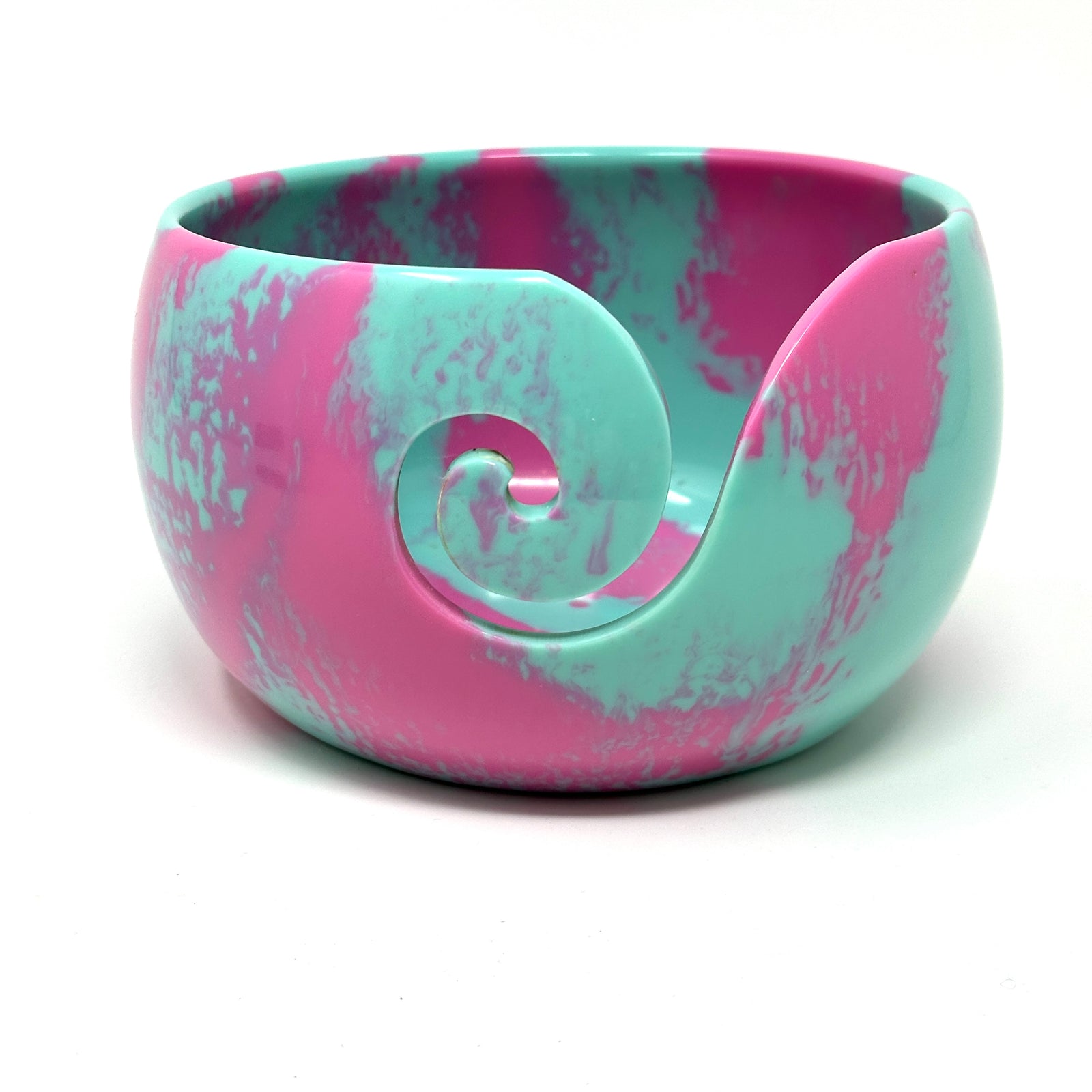 Colorful Swirls: Resin Yarn Bowl with Marbleized Finish