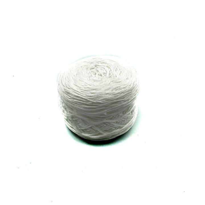 Viscose & Cotton Baby Yarn cake in Lily (white) on a white background