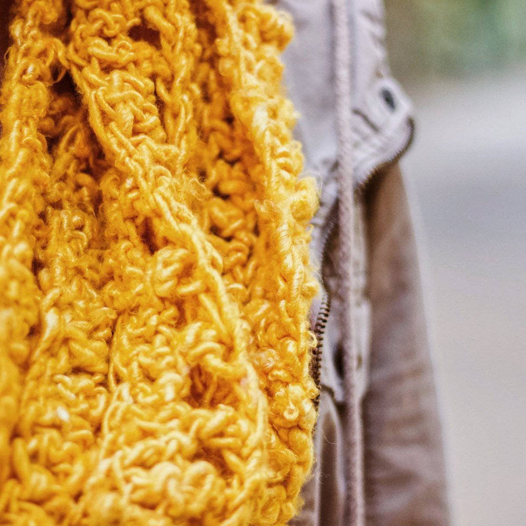 woman wearing a Elderidge Ribbed Banana Cowl