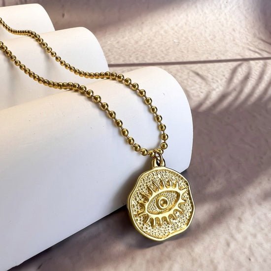 Nazar (Evil Eye) 18K Gold Plated Amulet Gold Pendant Necklace