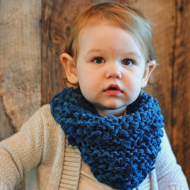 kid wearing a royal blue Kerchief