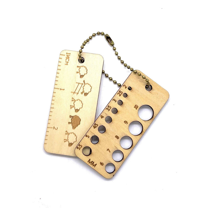 Mini Wooden Knitting Gauge + Ruler