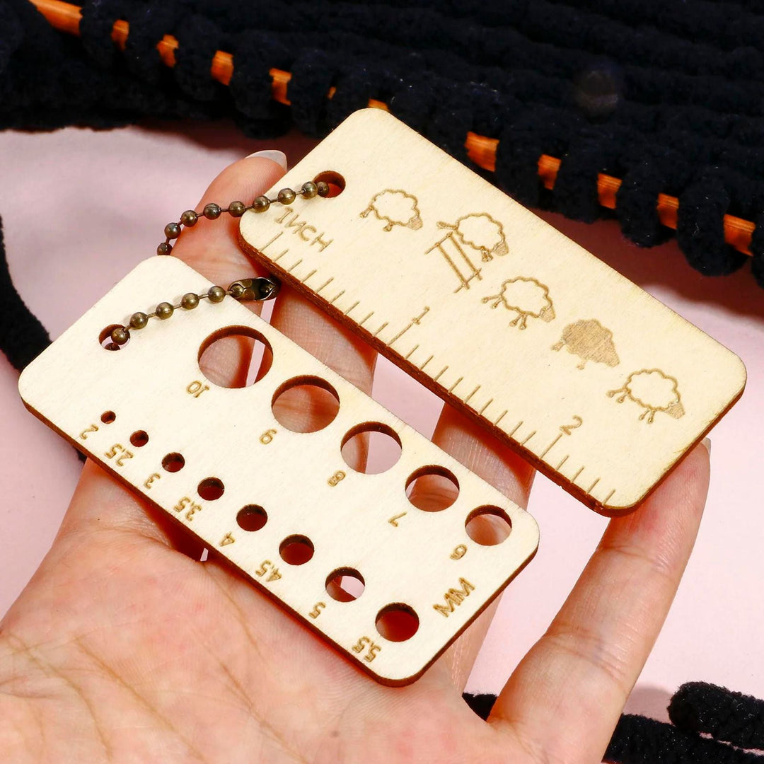 Mini Wooden Knitting Gauge + Ruler