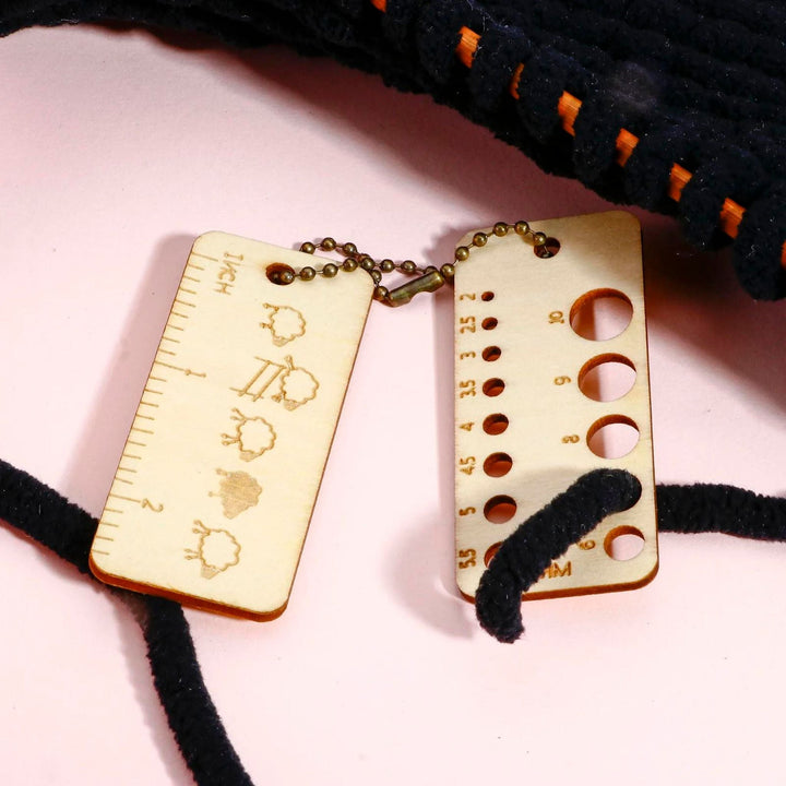 Mini Wooden Knitting Gauge + Ruler