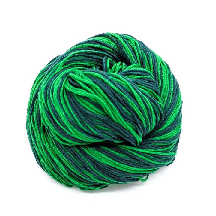 Rolled silk weight yarn emerald.