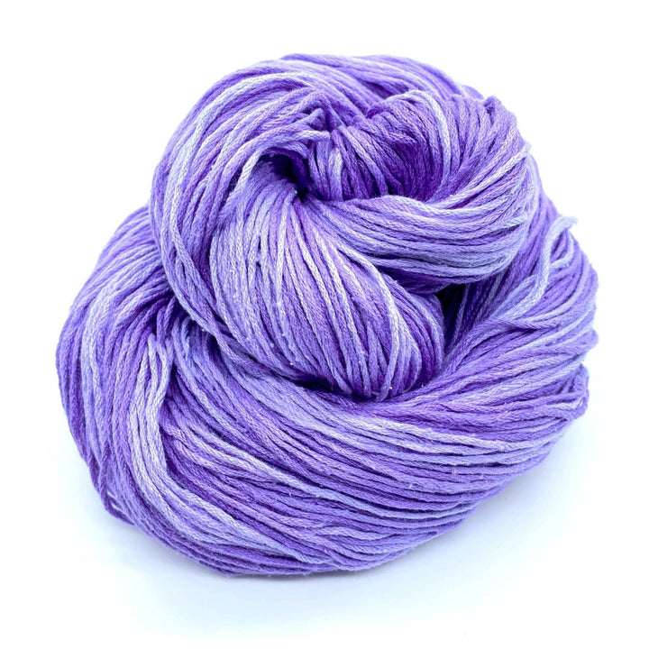 Rolled mulberry silk weight yarn lavender.