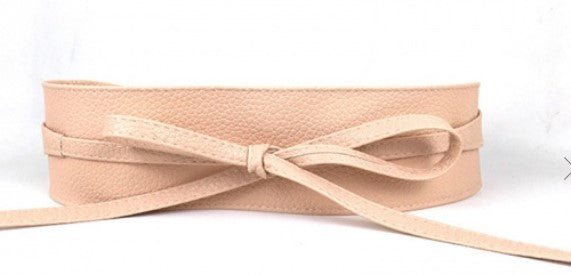 PU Leather Elastic Corset Tie Belt - Pink