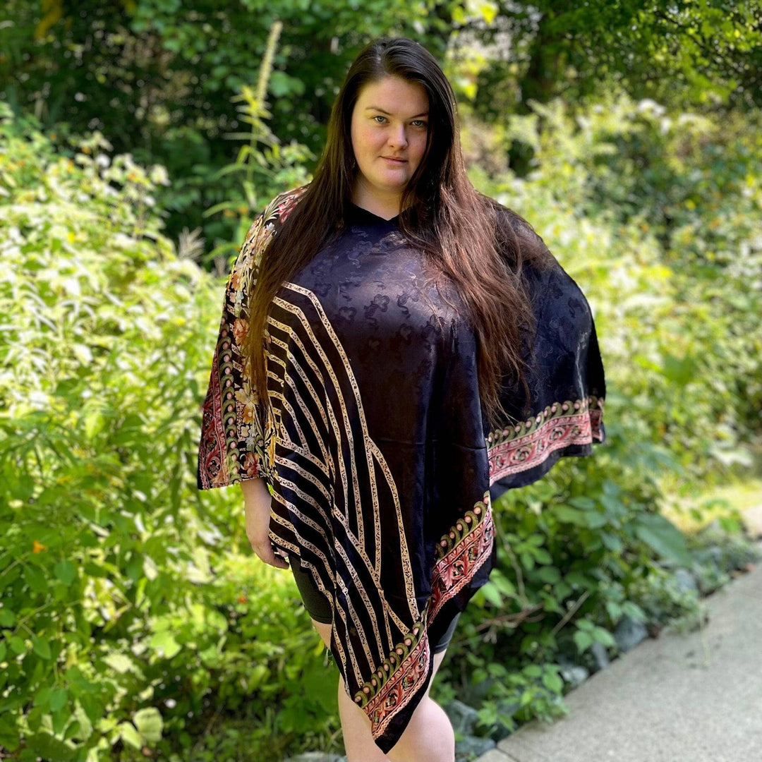 Recycled Sari Hooded Poncho