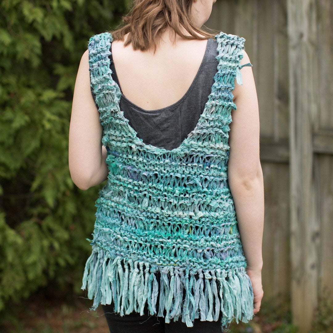 woman wearing a Silk Hippie Fringe outdoors