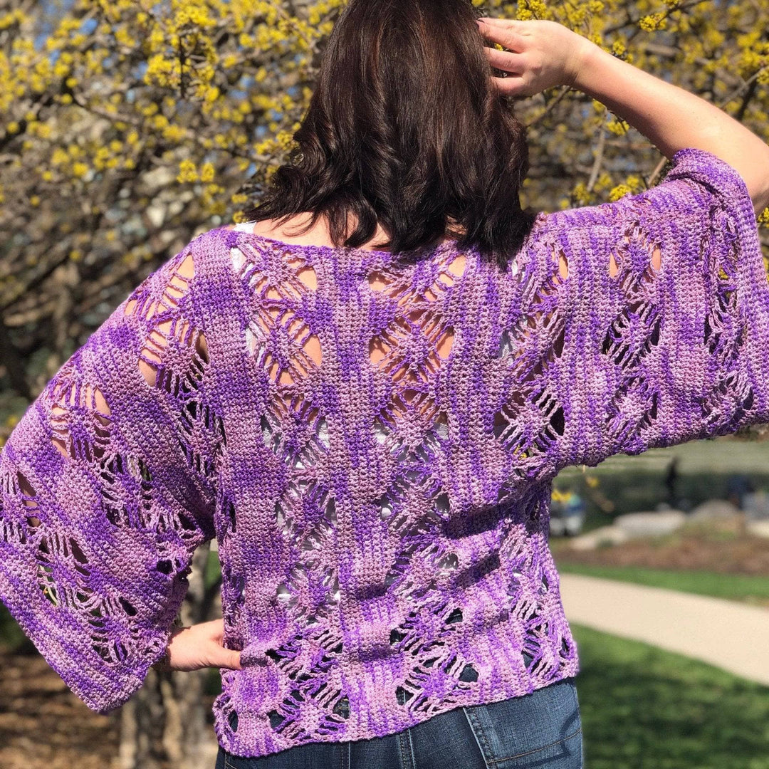 Back view of Woman wearing Stephanie's Web Tee 