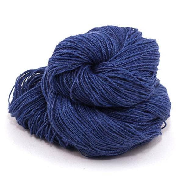 Sport weight linen 2-ply yarn ball in Cadet Blue on a white background