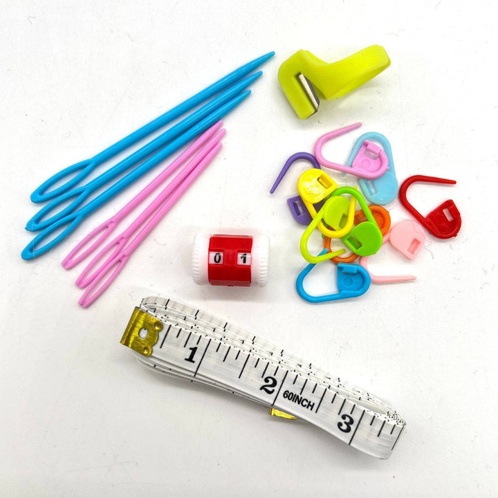 Crochet materials such as, tape measure, needle, hooks and etc.