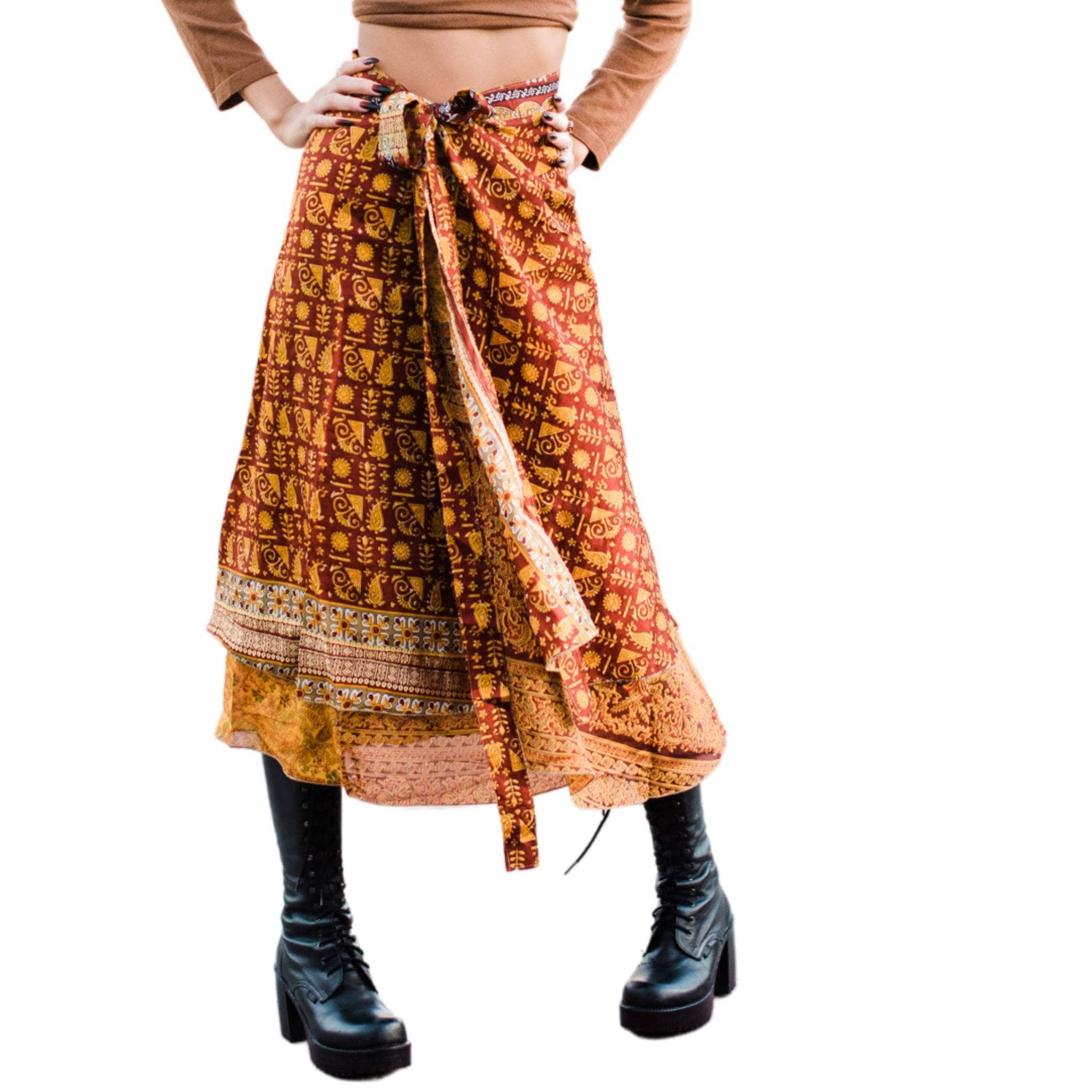 Boho Reclaimed Sari Wrap Skirt – Darn Good Yarn