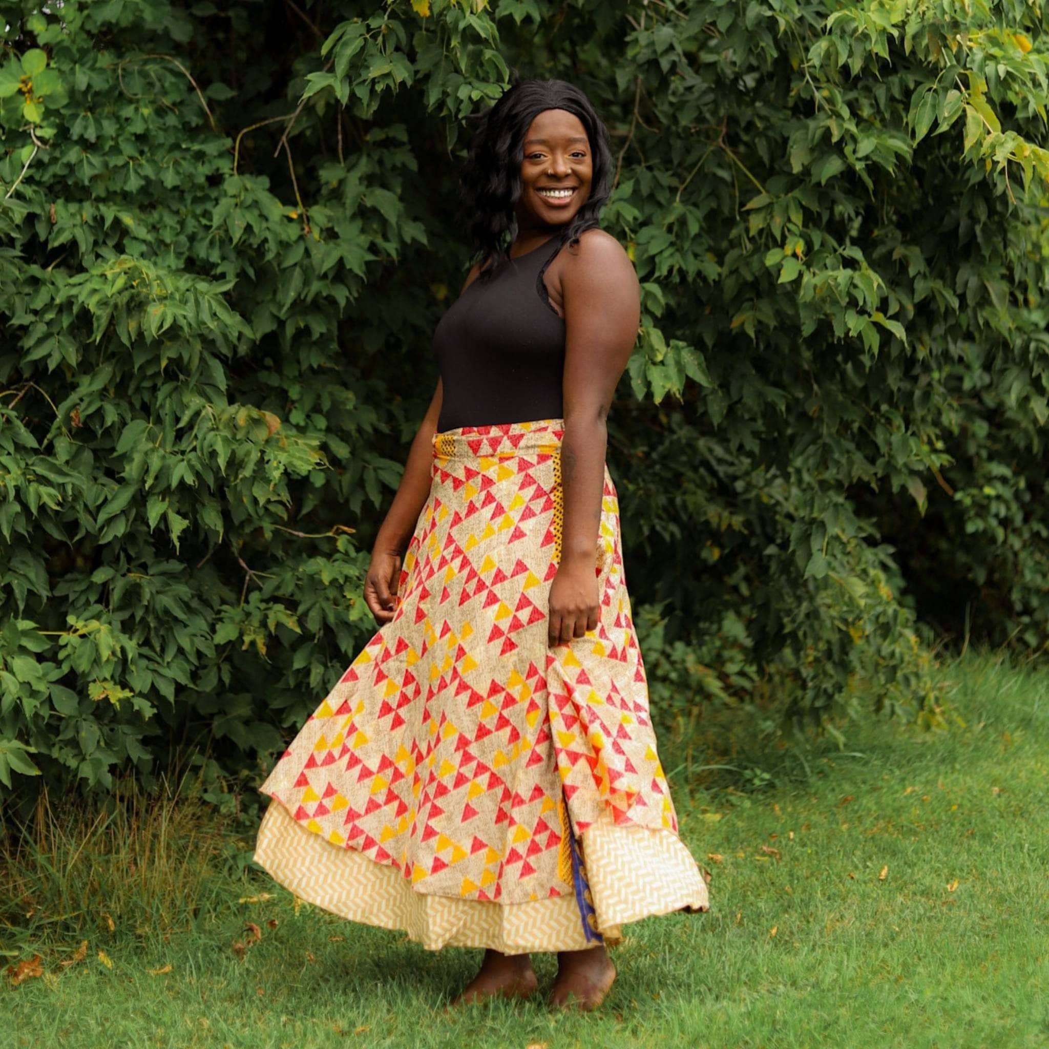 Boho Reclaimed Sari Wrap Skirt Darn Good Yarn