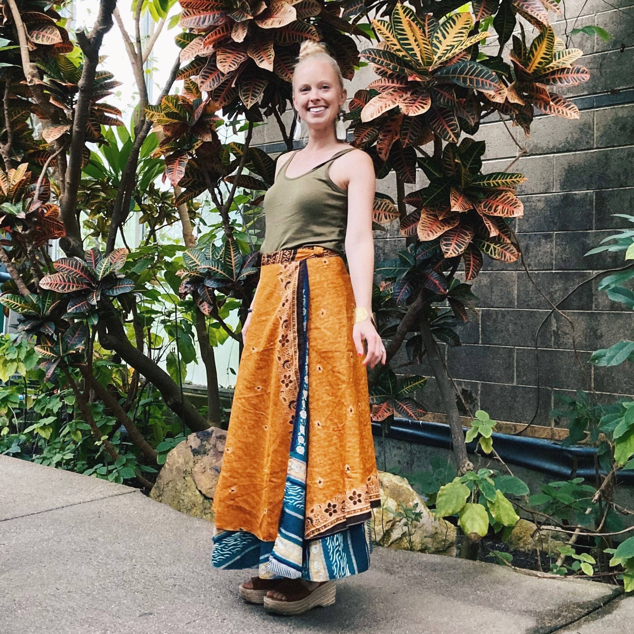 Boho Reclaimed Sari Wrap Skirt – Darn Good Yarn