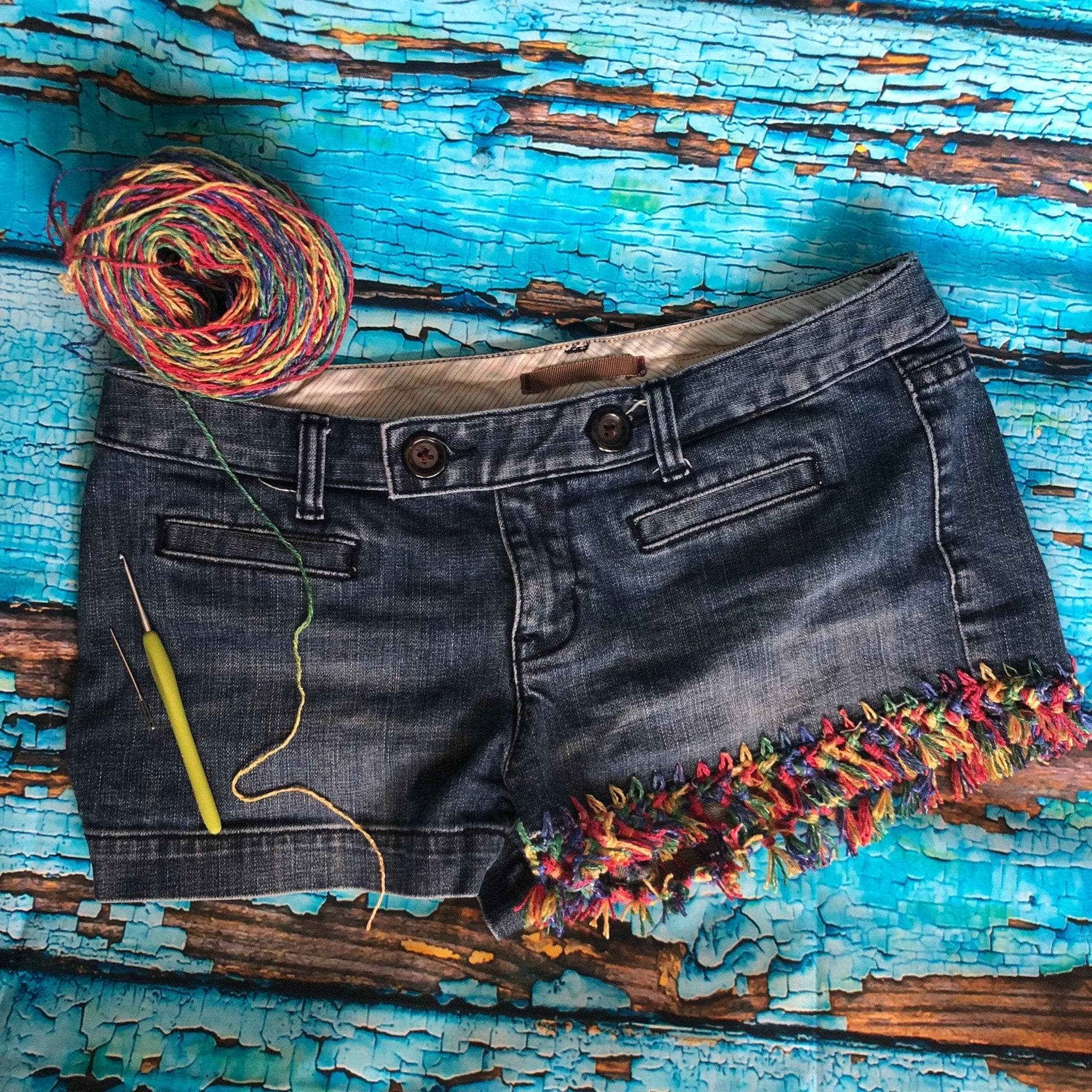 Crochet shop jean shorts