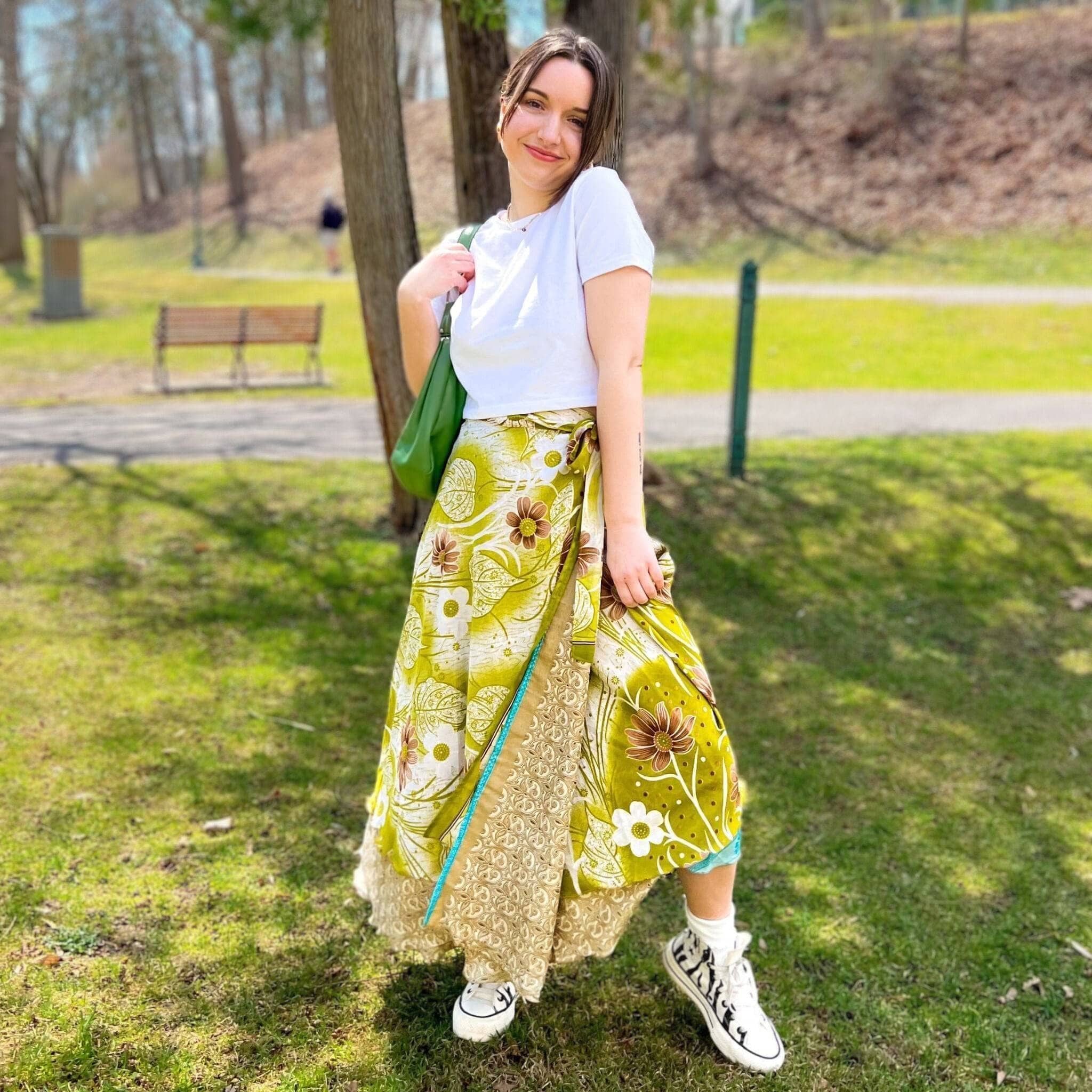 Long yellow wrap outlet skirt