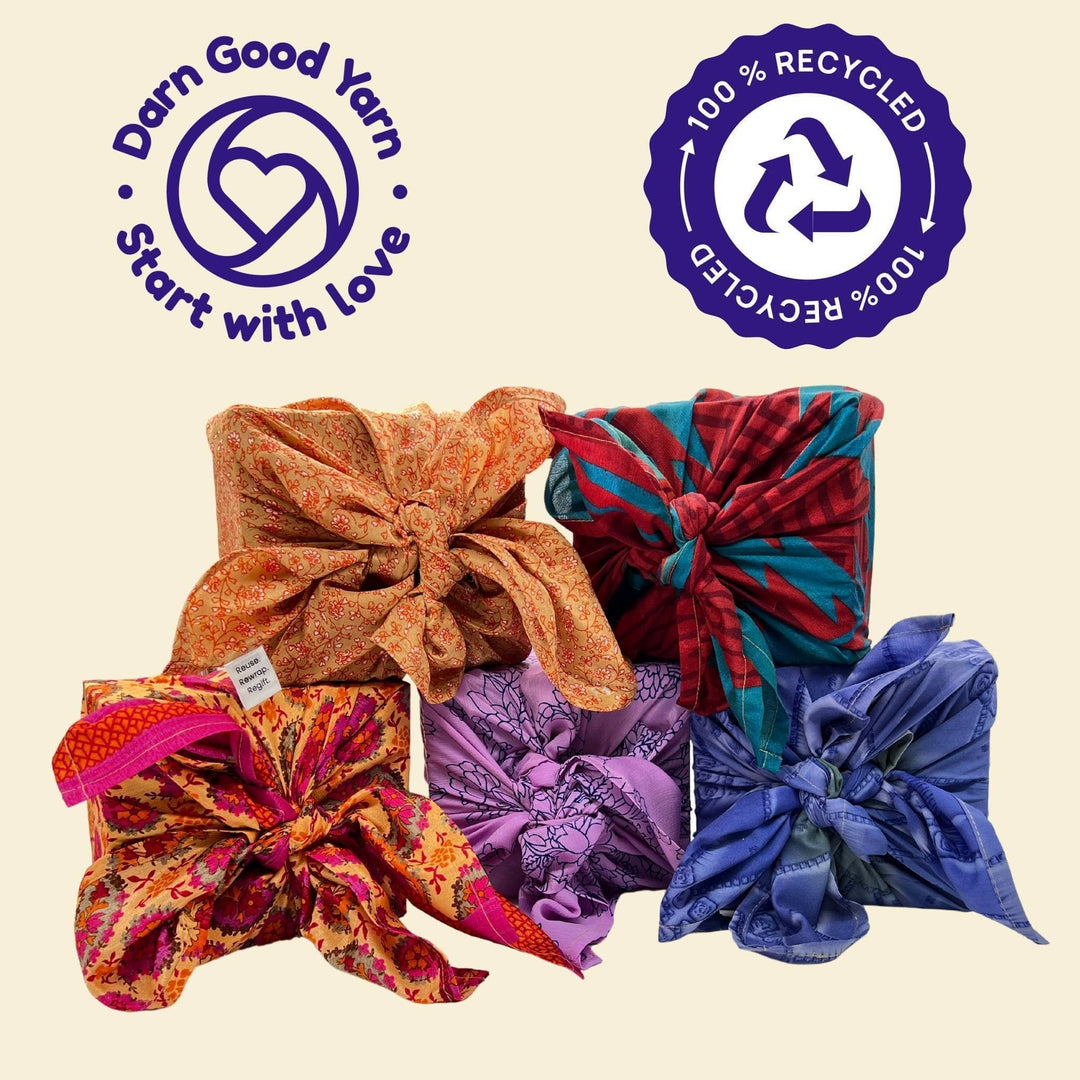Furoshiki Silk Head Scarf  Sustainable Silk Scarf – Darn Good Yarn