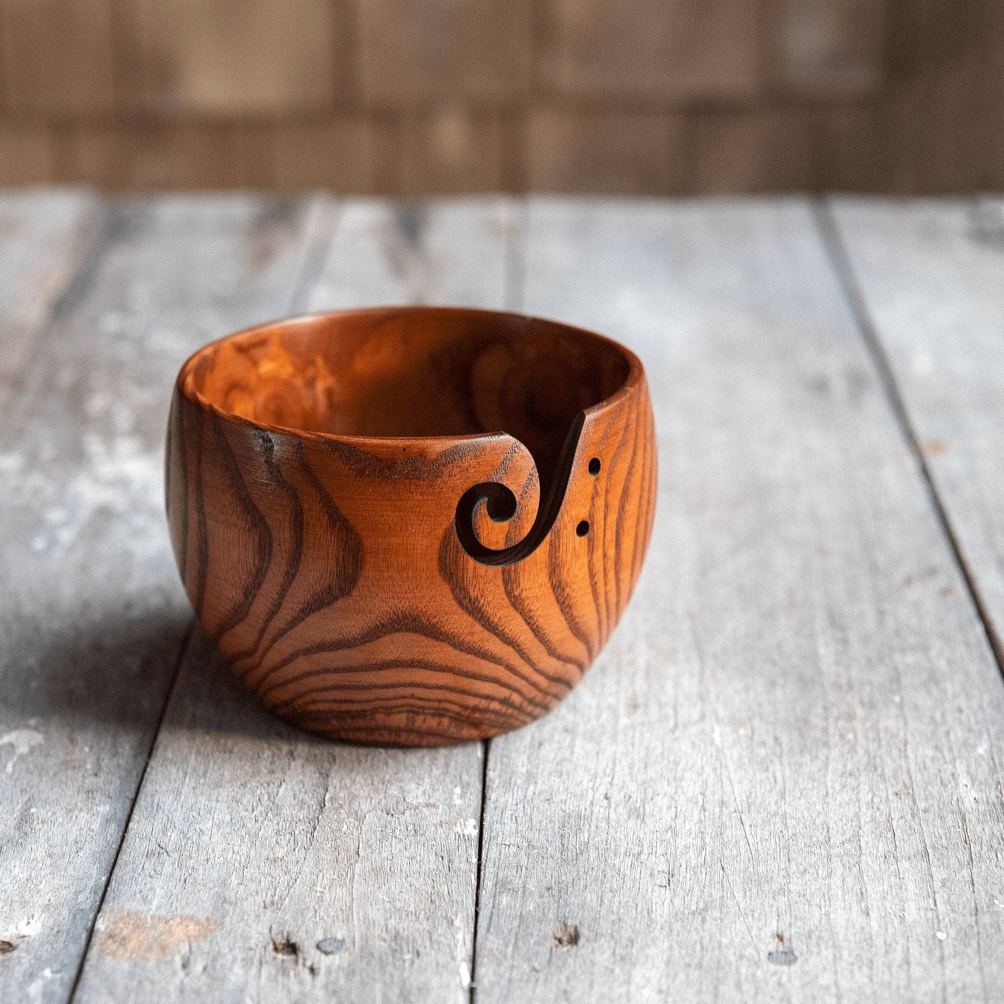 Curvy Sheesham wood yarn bowl — Hobby & Crafts LLC