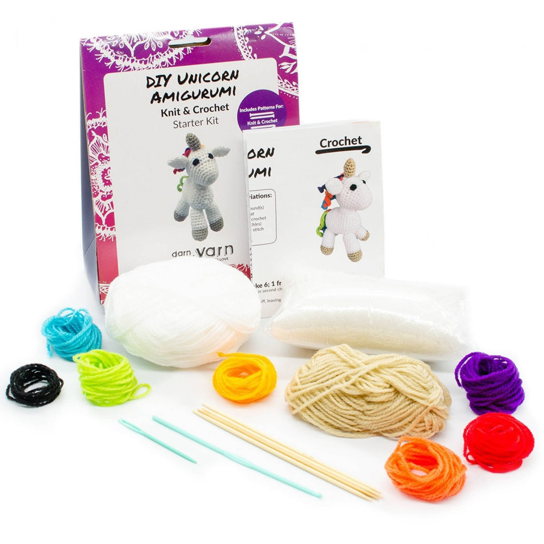 Leisure Arts Little Crochet Friend Animals Crochet Kit, Unicorn, 8,  Complete Crochet kit, Learn to Crochet Animal Starter kit for All Ages,  Includes Instructions, DIY amigurumi Crochet Kits 