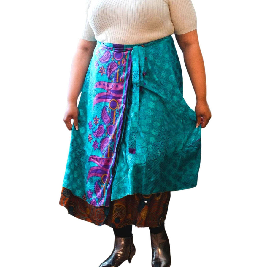 Reversible Eco-Friendly Sari Wrap Skirt - Buy 2, Save 25% – Darn Good Yarn
