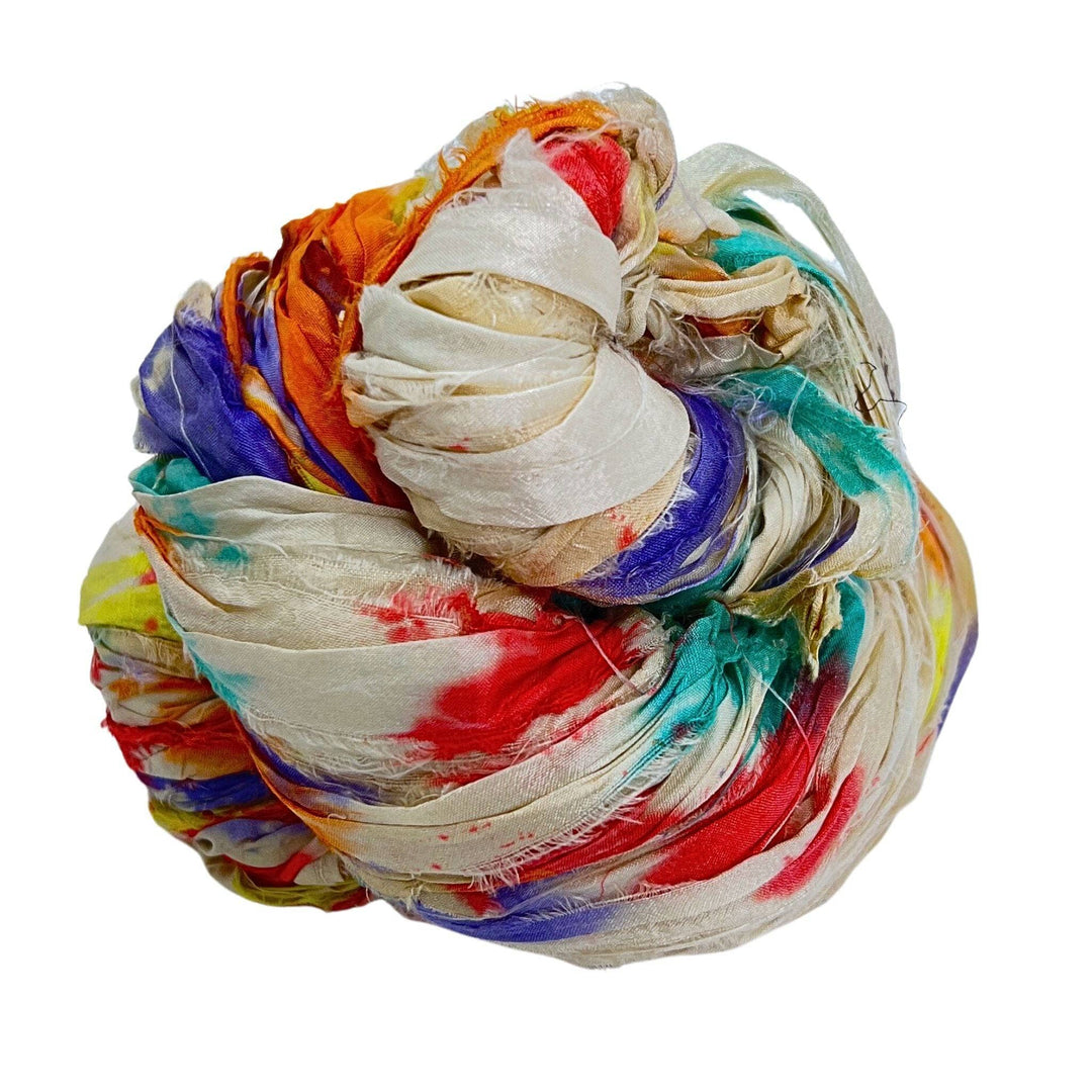 Recycled Sari Silk Ribbon Mix Color Yarn Sari Silk Ribbons Silk Strips  Great for Mixed Media, Rug Making, Jewellery 25 Yards 