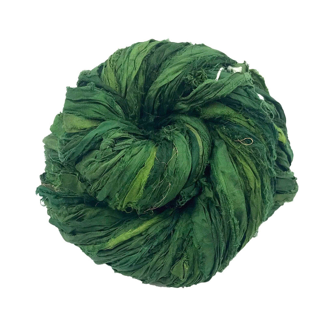  Knitsilk Recycled Sari Silk Yarn - Olive Green (100 Grams)
