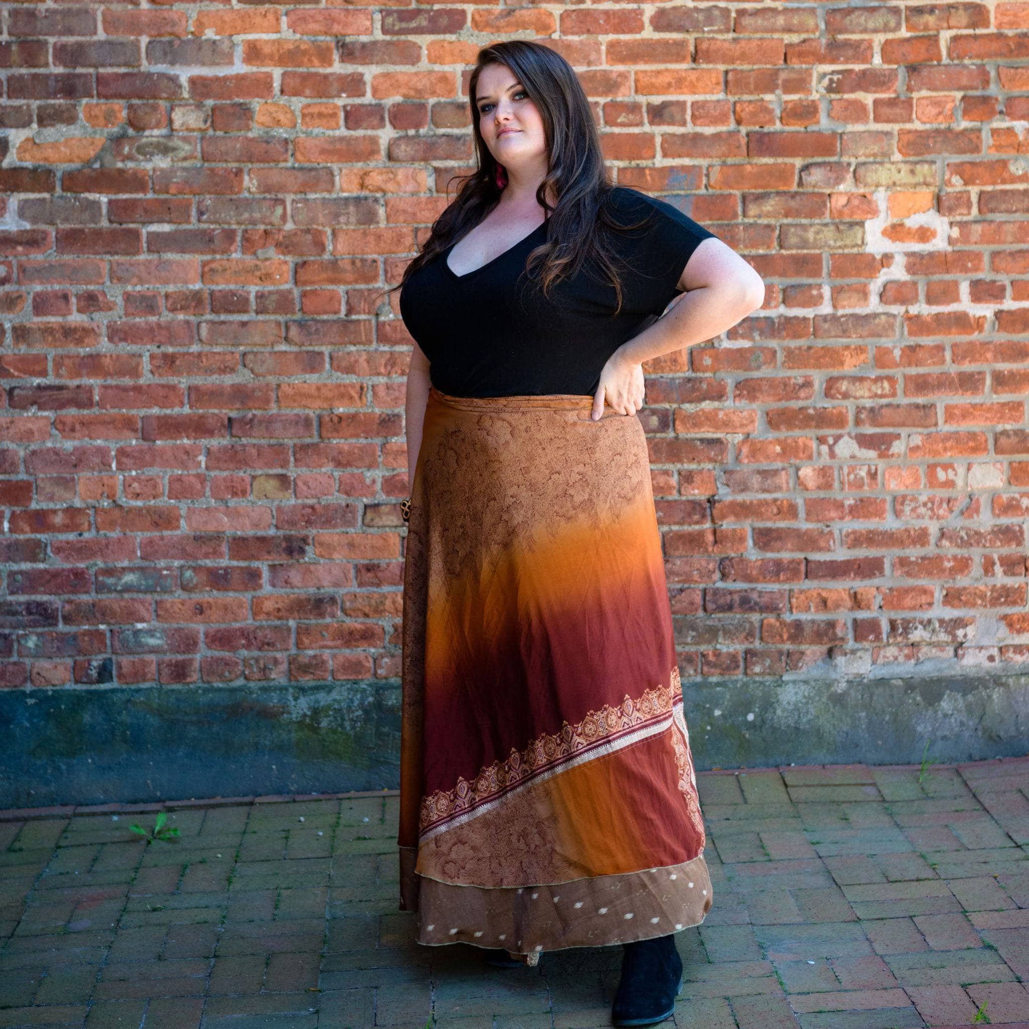 Plus size boho maxi on sale skirt