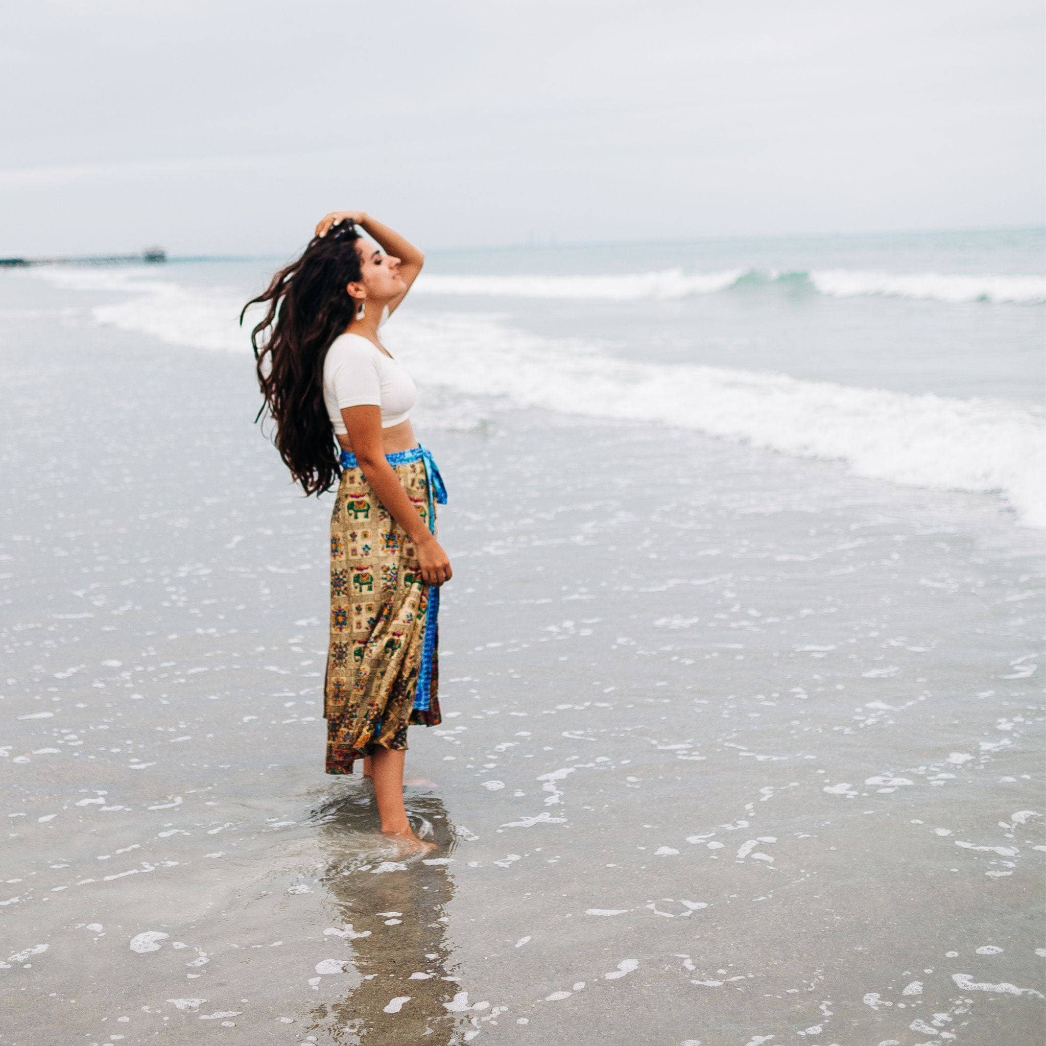 Recycled Sari Skirt - Upcycled - Zen Garden – Darn Good Yarn